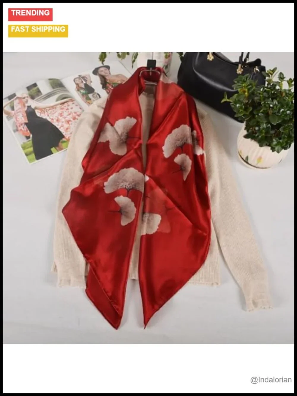100% Mulberry Silk Square Scarf Floral Shawl Wrap Lightweight